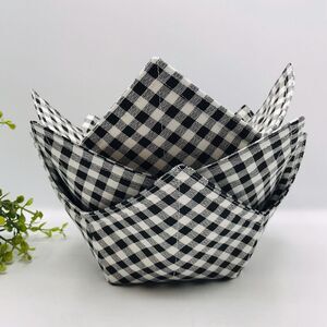Set of 3 Microwave Soup Bowl Cozies Black and White Gingham Plaid
